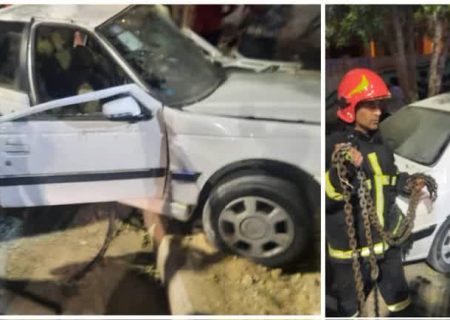 انحراف خودرو در برازجان ۳ مصدوم برجا گذاشت