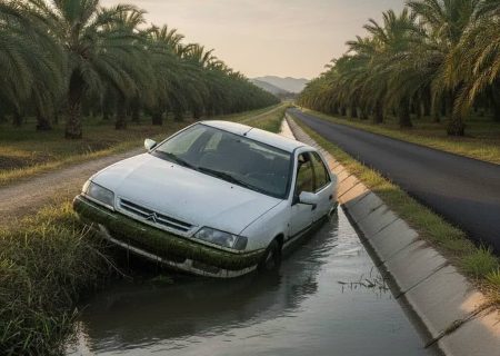 تصادف مرگبار در جاده بنار آزادگان آبپخش/ یک زن ۲۰ ساله در کانال آب غرق شد
