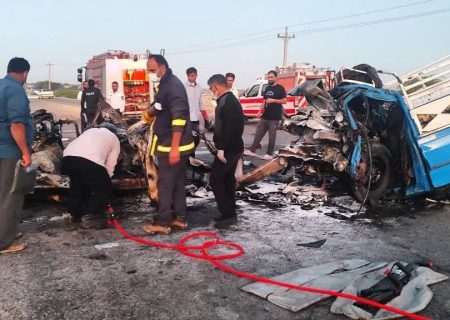 مرگ دلخراش ۴ نفر در تصادف انفجاری دیّر