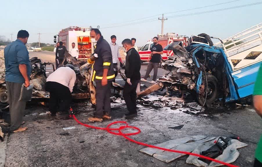 مرگ دلخراش ۴ نفر در تصادف انفجاری دیّر