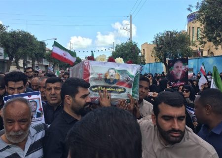 تشییع دو شهید حمله دشمن صهیونی آمریکایی در بوشهر