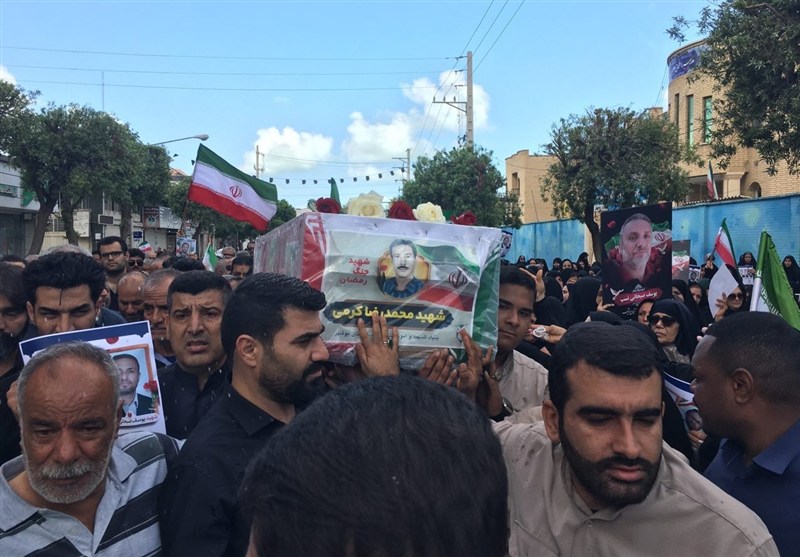 تشییع دو شهید حمله دشمن صهیونی آمریکایی در بوشهر