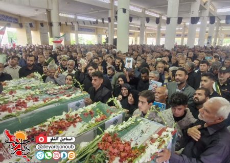 مراسم تشییع پیکر ۵ شهید جنگ رمضان در دشتستان برگزار شد
